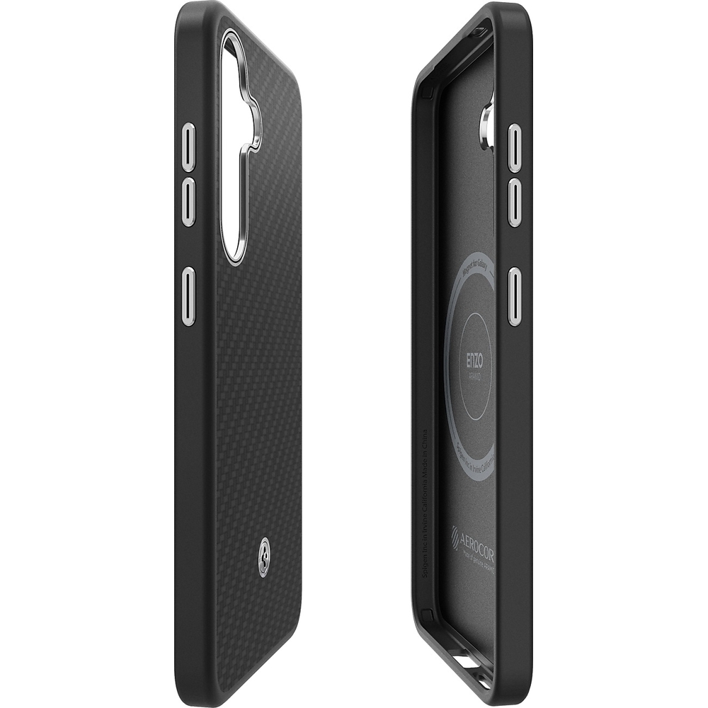 Etui magnetyczne Spigen Enzo Aramid do Galaxy S25, czarno-srebrne